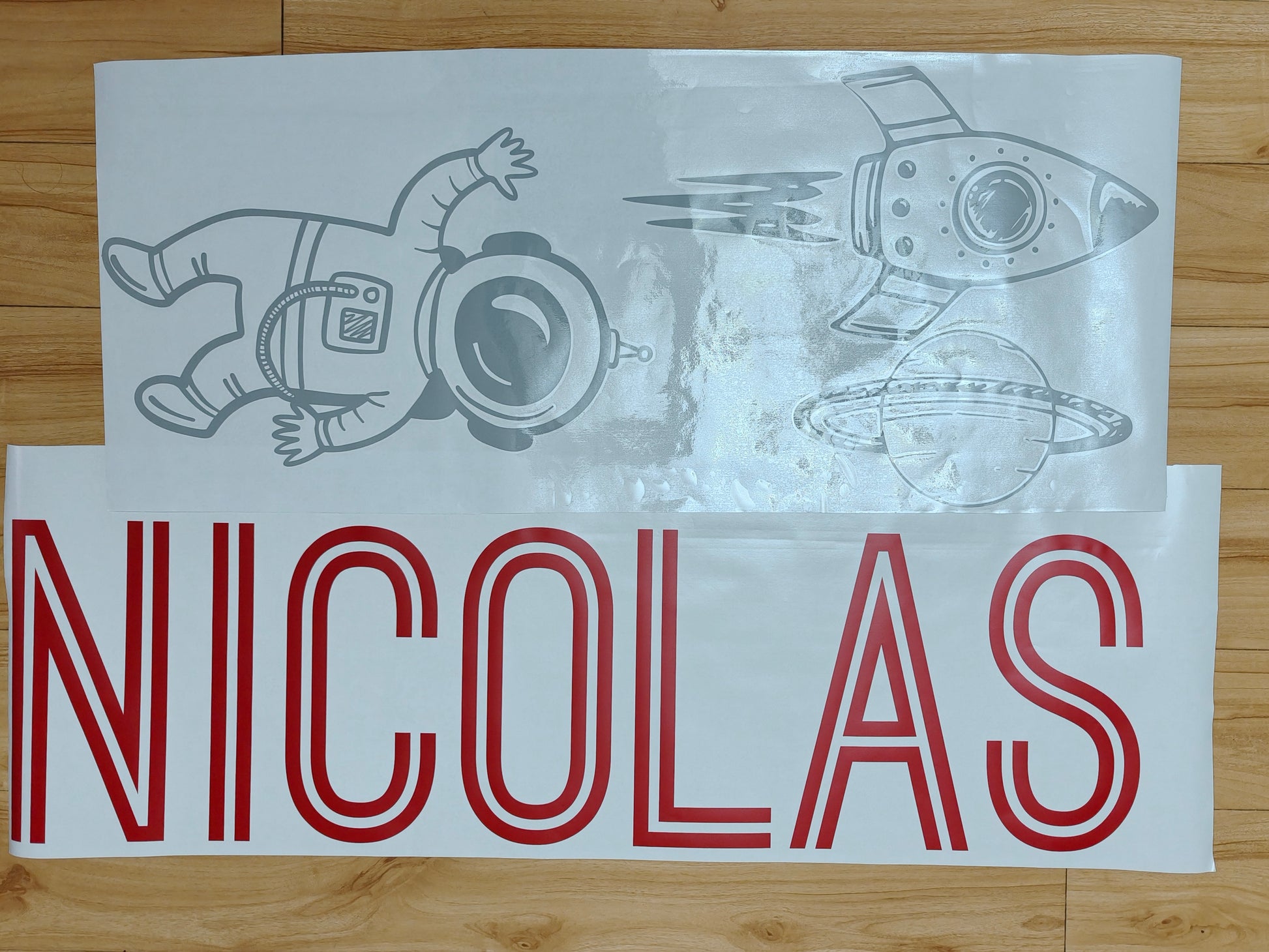 Space adventure wall decals personalized name custom colors for kids playroom
