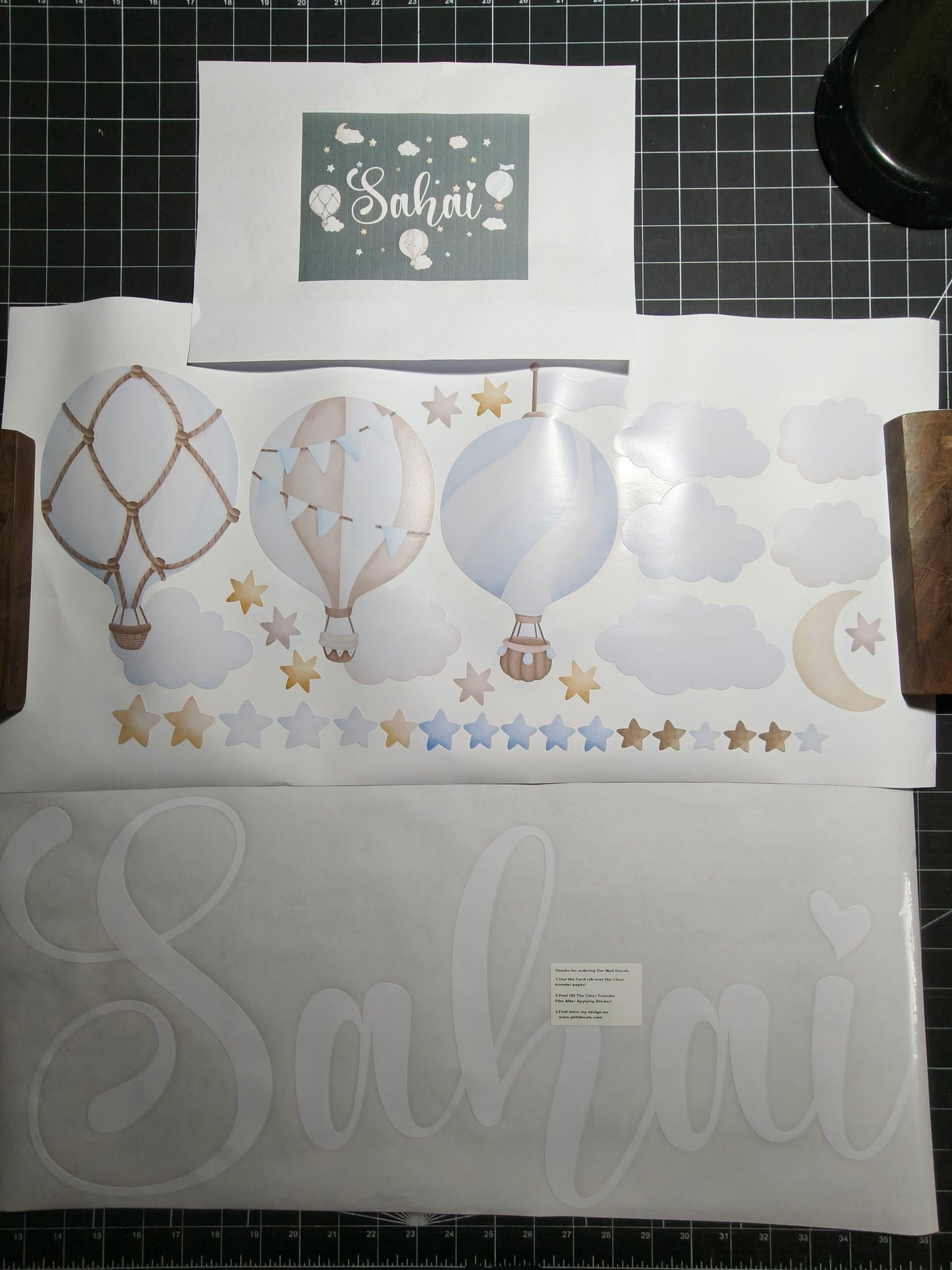 Custom Baby Name Wall Decal - Personalized Hot Air Balloon & Cloud Nursery Stickers Unique Room Decor for Girls & Boys, Waterproof Removable Vinyl, Easy to Apply