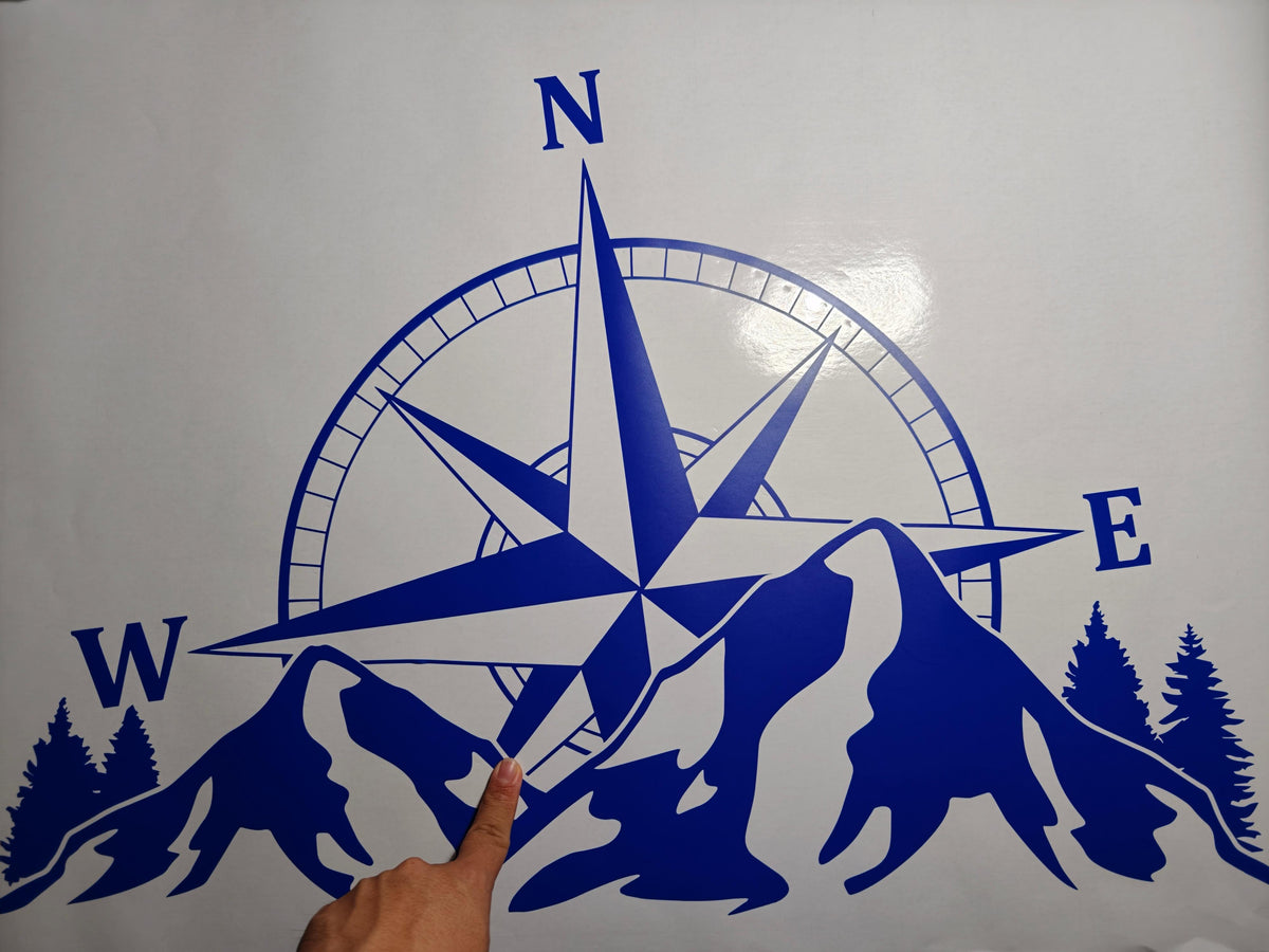 Motorhome Compass Mountain Decal for RV, Camper & Car
