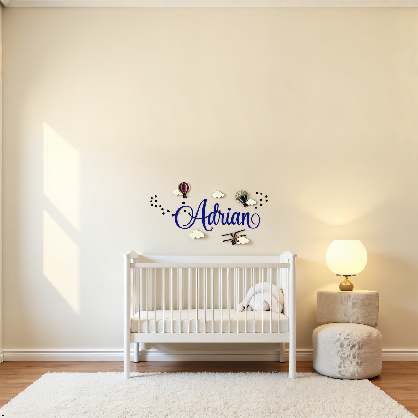 Removable vintage airplane hot air balloon wall decals for kids bedroom
