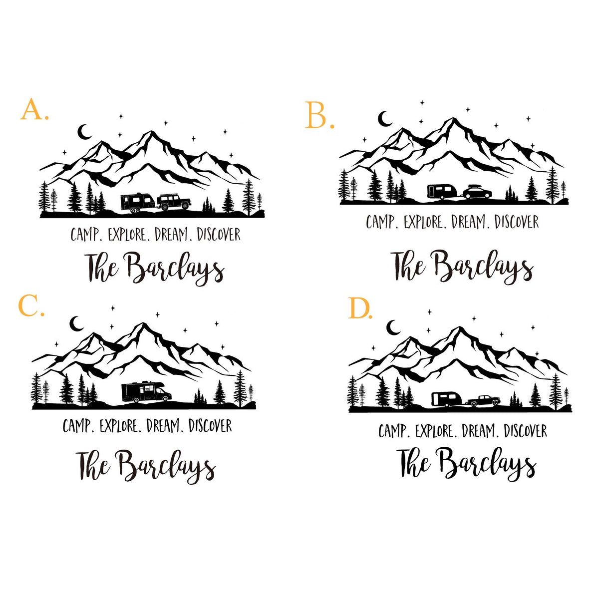 Personalized RV Camper Family Name Wall Decal