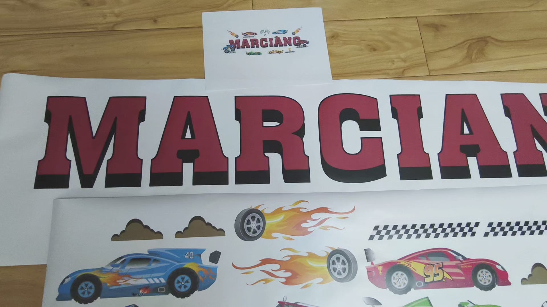 Boys nursery decor race car wall decals personalized name custom colors
