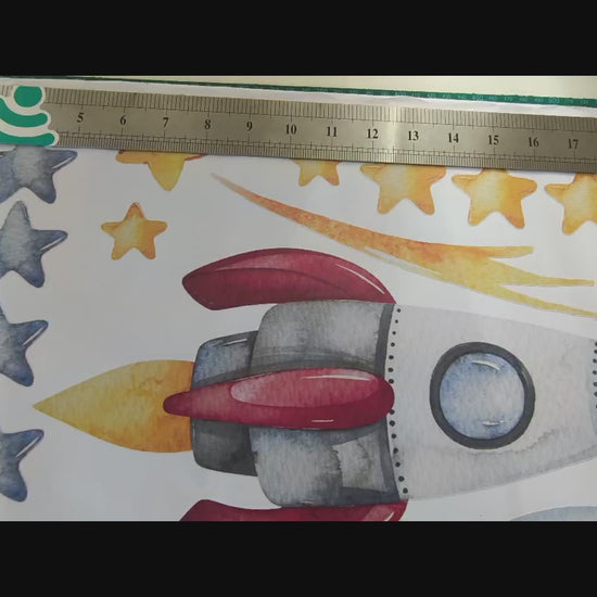 Outer space wall stickers personalized astronaut for kids playroom
