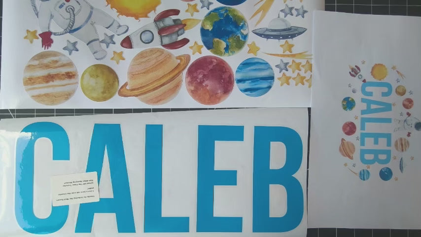 Cosmic wall art personalized planets astronaut stickers for kids room
