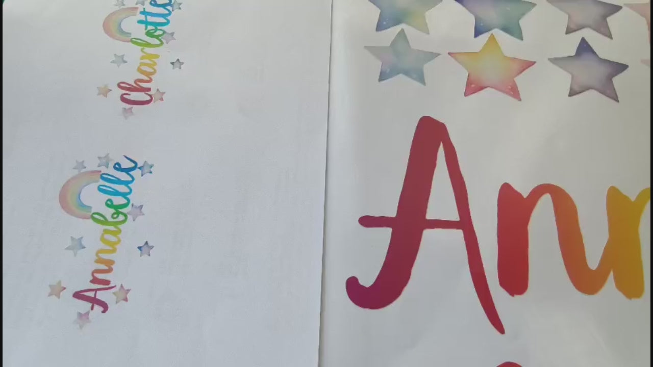 Removable personalized wall decals with stars rainbow for baby girl nursery
